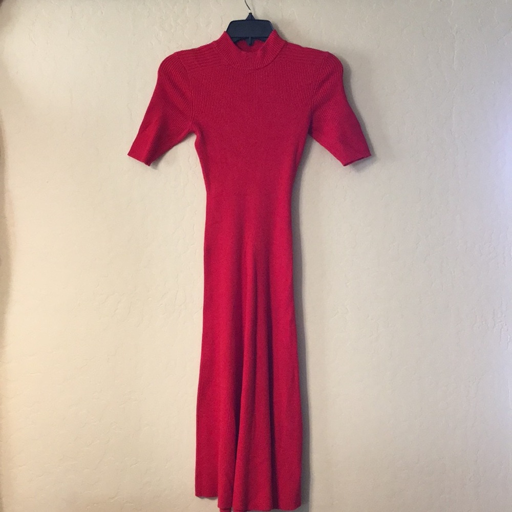 Bright red knit dress